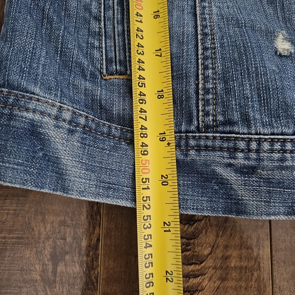 Tommy Hilfiger Distressed Denim Jacket Womens Size XS Faux Pockets - Picture 11 of 16